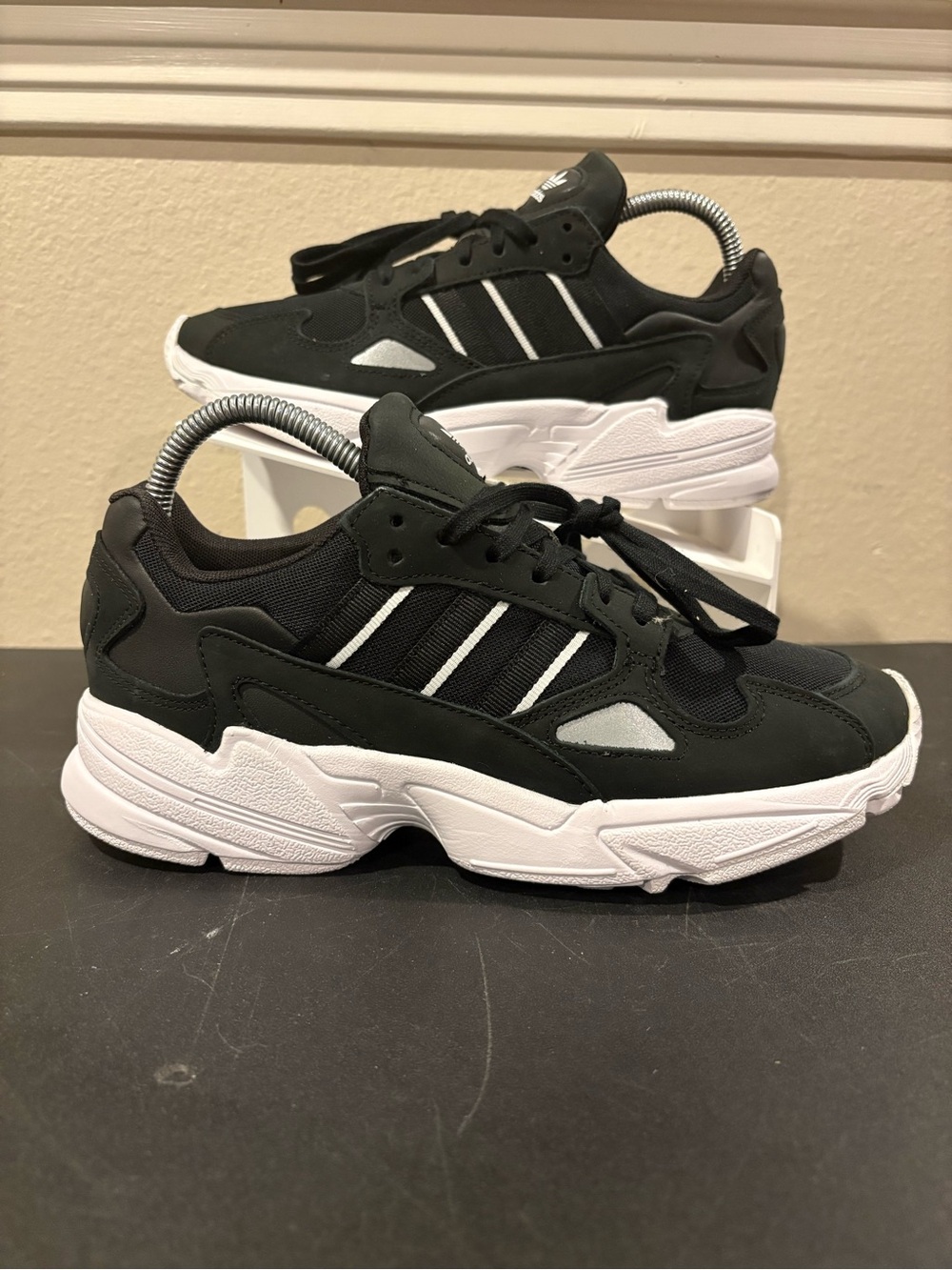 Adidas Falcon Black White Womens Size 8 Core Black (New No Box) IG8301